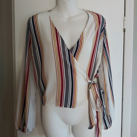 Charlotte Russe Wrap Front Blouse - Picture 2 of 7